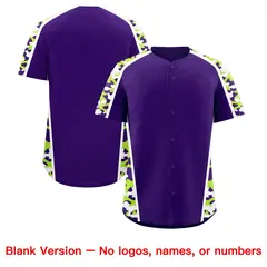 Purple Neon Green Side Camo Baseball Jersey 7