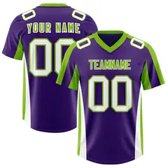 Purple Neon Green Side Stripe Authentic Football Jersey 1
