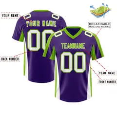 Purple Neon Green Side Stripe Authentic Football Jersey 2