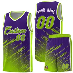 Purple Neon Green Splash Basketball Uniforms for Practice 1