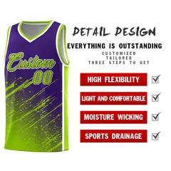 Purple Neon Green Splash Basketball Uniforms for Practice 2