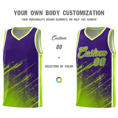 Purple Neon Green Splash Basketball Uniforms for Practice 3