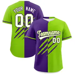 Purple Neon Green Split Tiger Claw Scratch Baseball Jersey 1