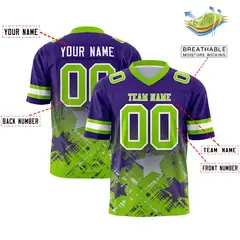 Purple Neon Green Star Gradient Flag Football Jersey 2