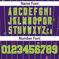 Purple Neon Green Star Pattern Stripe Baseball Jersey 4