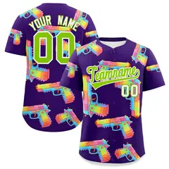 Purple Neon Green Sugar-Coated Firepower Graffiti Baseball Jersey