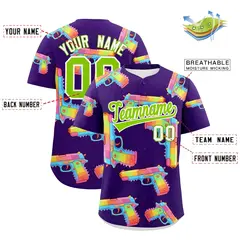Purple Neon Green Sugar-Coated Firepower Graffiti Baseball Jersey 2