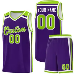 Purple Neon Green White Charge Series Basketball Jersey 1