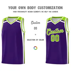 Purple Neon Green White Charge Series Basketball Jersey 3