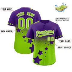 Purple Neon Green White Rising Stars Gradient Baseball Jersey 2