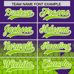 Purple Neon Green White Rising Stars Gradient Baseball Jersey 3