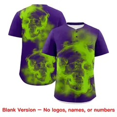 Purple Neon Green White Skeleton Graffiti Baseball Jersey 8