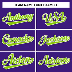Purple Neon Green-White Varsity Full-Snap Letterman Jacket 3