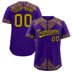 Purple Old Gold Baroque Style Baseball Jersey 1