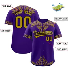 Purple Old Gold Baroque Style Baseball Jersey 2