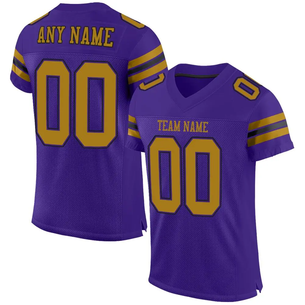 Purple Old Gold-Black Mesh Football Jersey