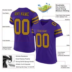 Purple Old Gold-Black Mesh Football Jersey 2