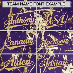 Purple Old Gold Black & Shiny Gold Cracked Foil Baseball Jersey 4
