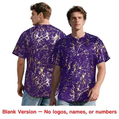 Purple Old Gold Black & Shiny Gold Cracked Foil Baseball Jersey 7