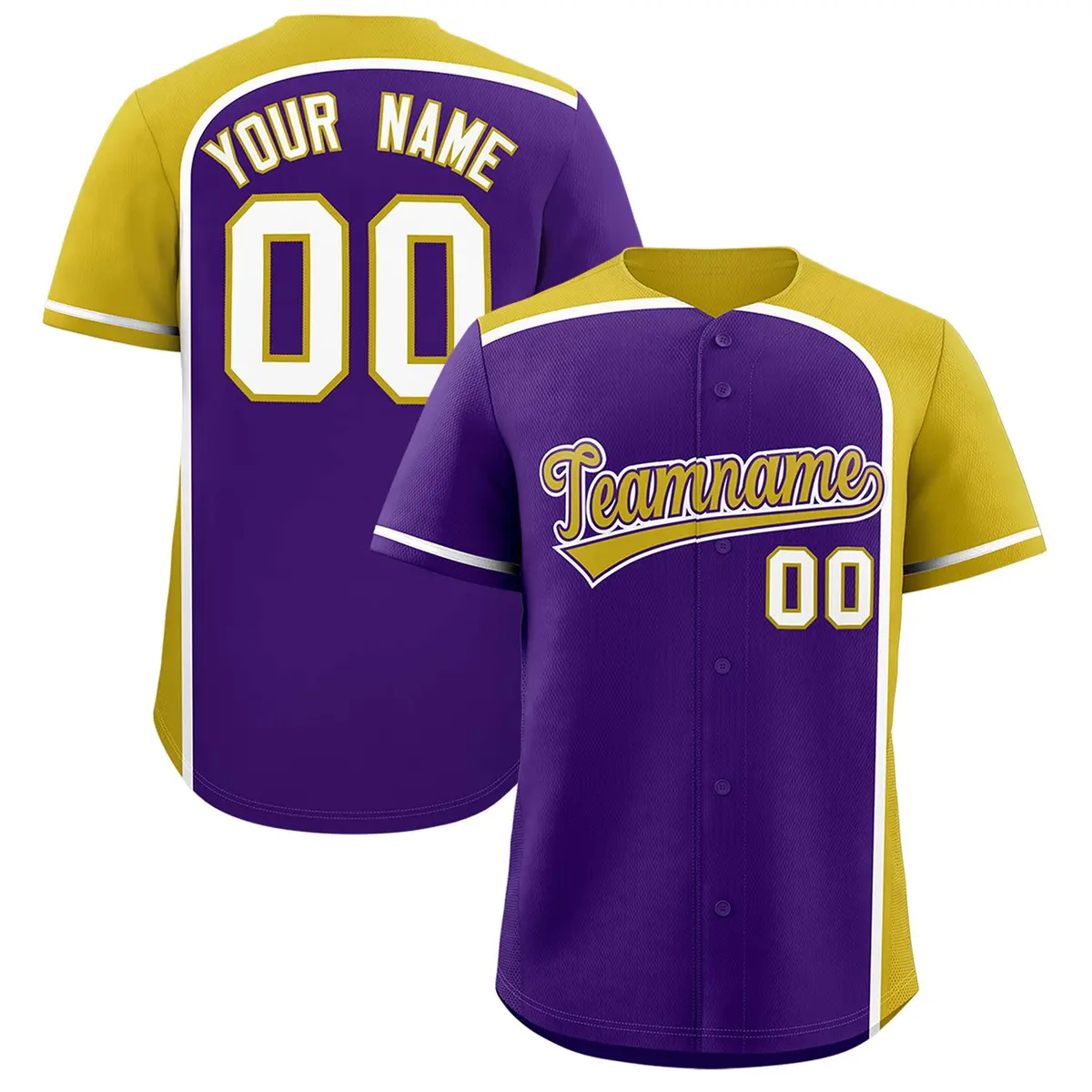 Purple Old Gold Color Block Authentic Baseball Jersey