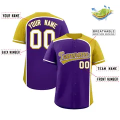 Purple Old Gold Color Block Authentic Baseball Jersey 2