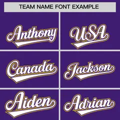 Purple Old Gold Flame Outline Side Pattern Baseball Jersey 3