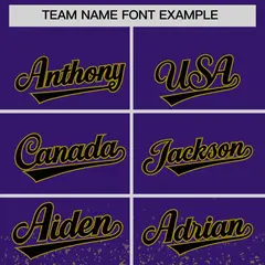 Purple Old Gold Floral Gradient Full Button Baseball Jersey 3