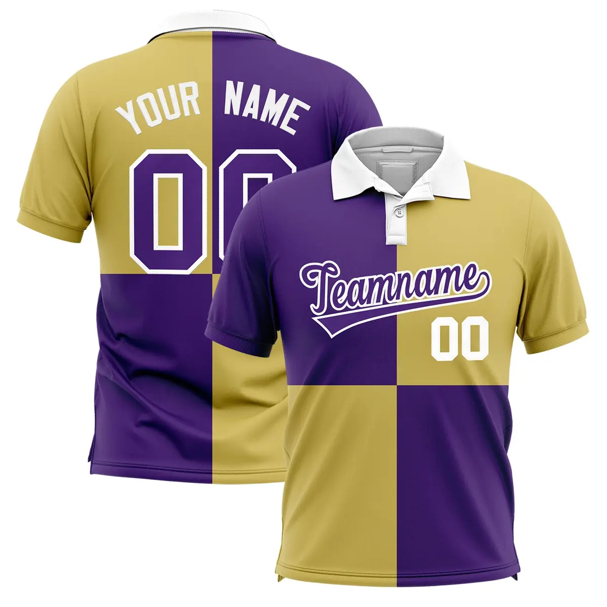 Purple Old Gold Four Squares Performance Polo Shirt
