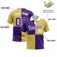 Purple Old Gold Four Squares Performance Polo Shirt 2