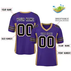 Purple Old Gold Insert Color Mesh Authentic Football Jersey 2