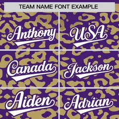Purple Old Gold Leopard Print Baseball Jersey 3