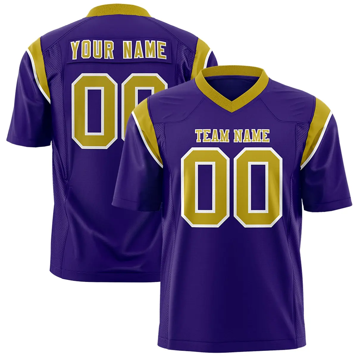 Purple Old Gold Shoulder Cut Two-Tone Flag Football Jersey