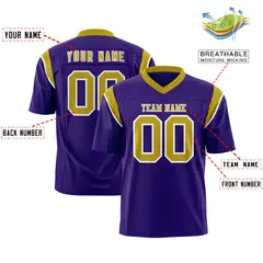 Purple Old Gold Shoulder Cut Two-Tone Flag Football Jersey 2