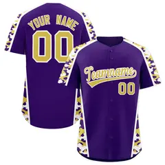 Purple Old Gold Side Camo Baseball Jersey 1