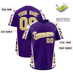 Purple Old Gold Side Camo Baseball Jersey 2