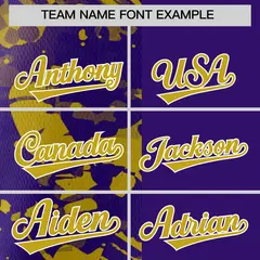 Purple Old Gold Split Graffiti Raglan Sleeve Baseball Jersey 3