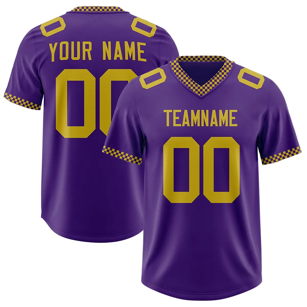 Purple Old Gold Square Neckline Football Jersey