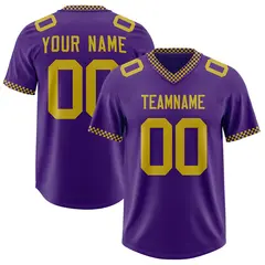 Purple Old Gold Square Neckline Football Jersey 1