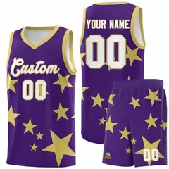 Purple Old Gold Star Graffiti Basketball Jersey Sets 1