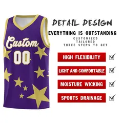 Purple Old Gold Star Graffiti Basketball Jersey Sets 2