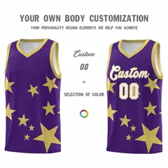Purple Old Gold Star Graffiti Basketball Jersey Sets 3