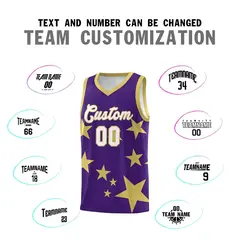 Purple Old Gold Star Graffiti Basketball Jersey Sets 4