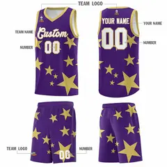 Purple Old Gold Star Graffiti Basketball Jersey Sets 5