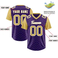 Purple Old Gold Star Pattern Raglan Sleeves Football Jersey 2