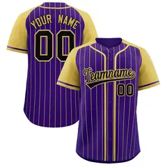 Purple Old Gold Stripe Raglan Sleeves Baseball Jersey 1