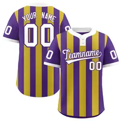 Purple Old Gold Stripe Two-Button Softball Jersey 1