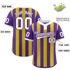 Purple Old Gold Stripe Two-Button Softball Jersey 2