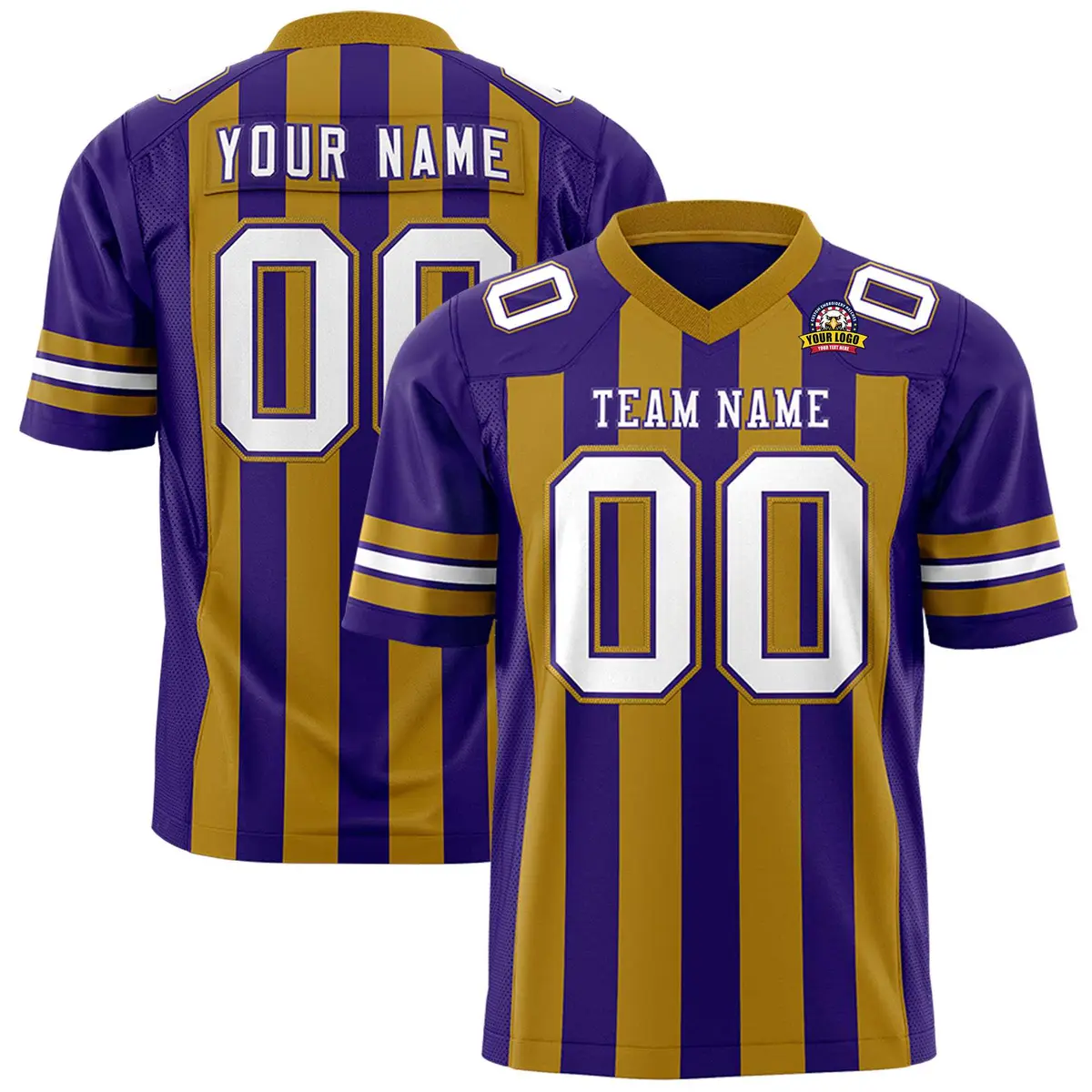 Purple Old Gold Thick Stripe Authentic Football Jersey