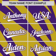 Purple Old Gold Tiger Stripe Gradient Animal Print Baseball Jersey 3