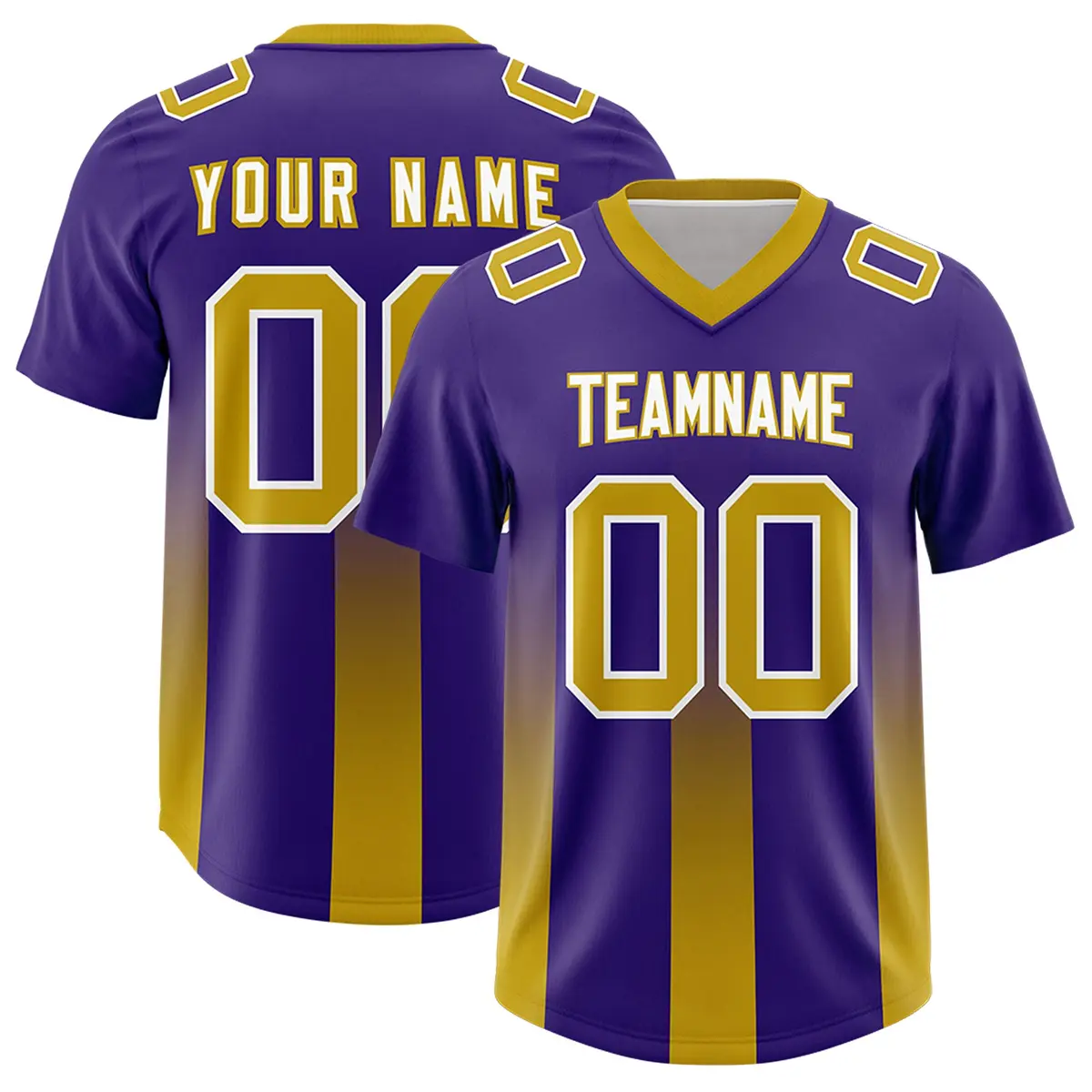 Purple Old Gold Vertical Gradient Stripe Football Jersey